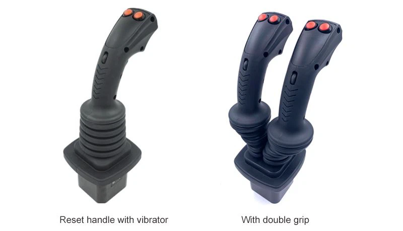 Reset handle with vibrator and with double grip